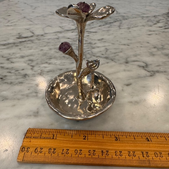 Michael Aram Fantasy Bloom Amethyst & nickel Salt Dish with Shovel Spoon. NIB. - Picture 10 of 13